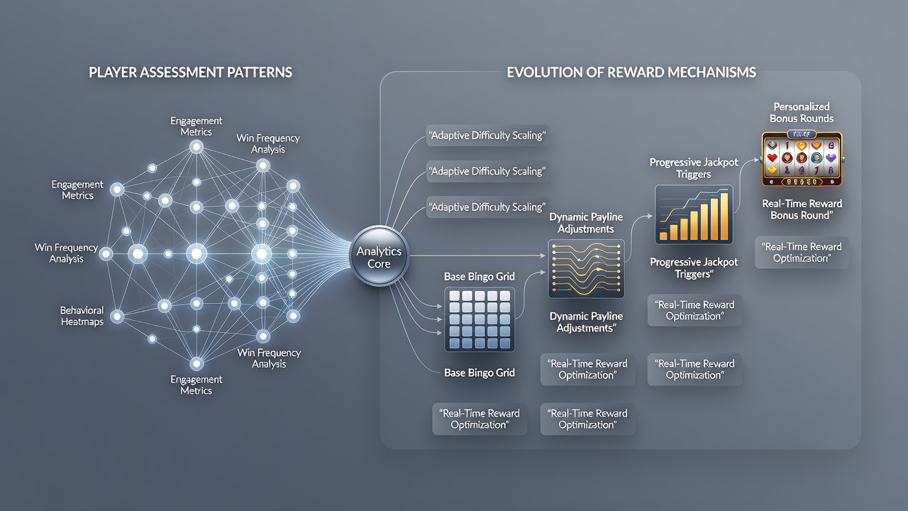 Analytics dashboard displaying player assessment trends influencing bingo-slot reward updates