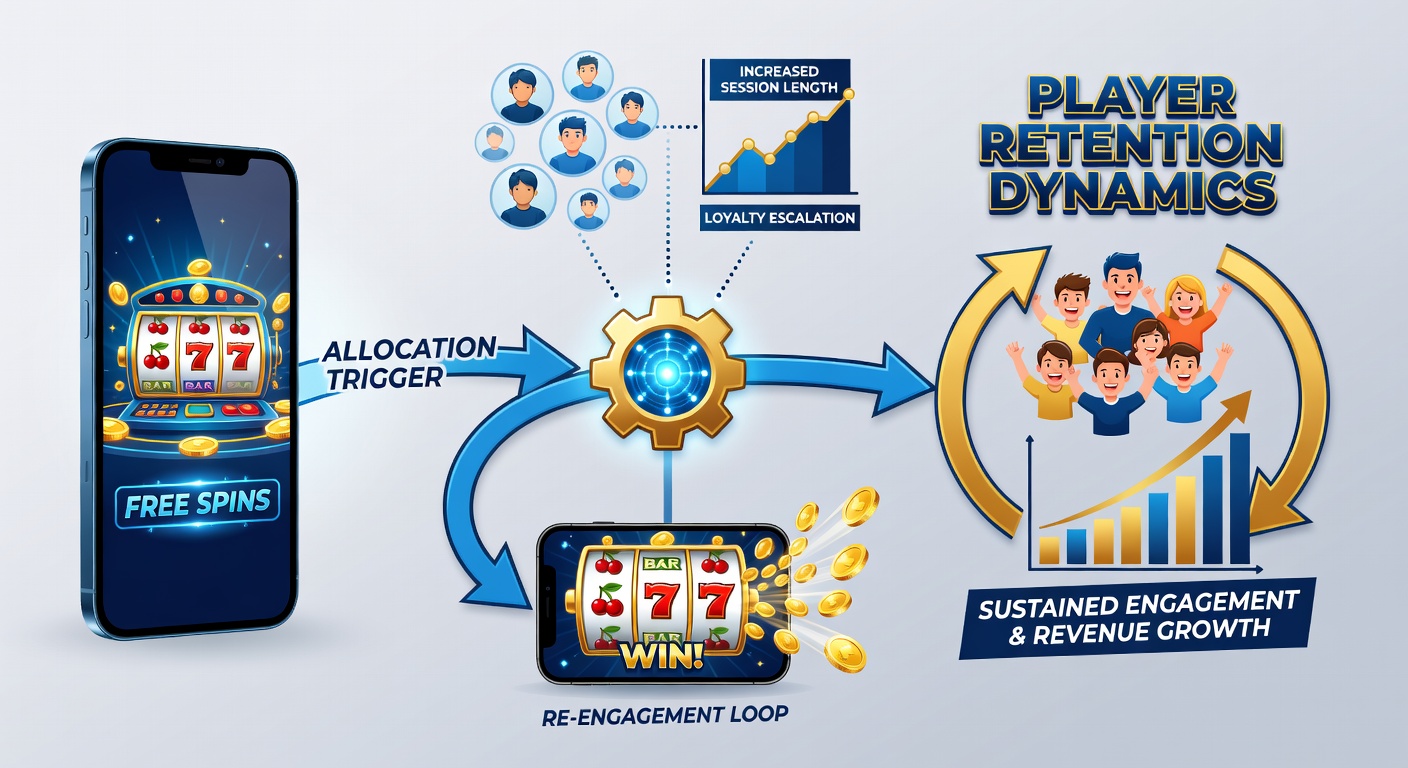 Analytics dashboard showing player retention metrics linked to free spin distribution schedules