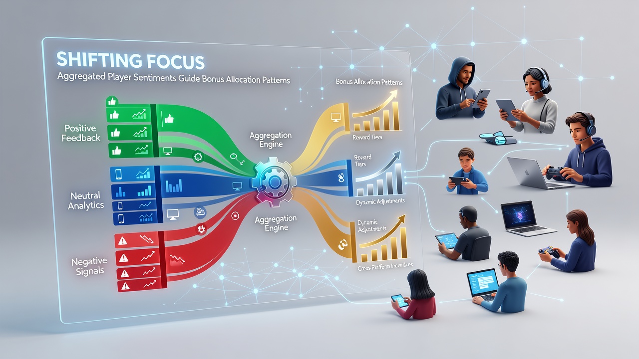 Infographic illustrating cross-device data flows from player feedback to bonus distribution adjustments in hybrid gaming applications