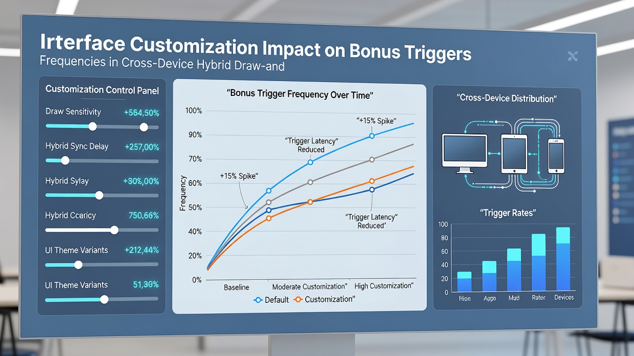 Analytics dashboard showing bonus trigger frequency variations by device and interface settings